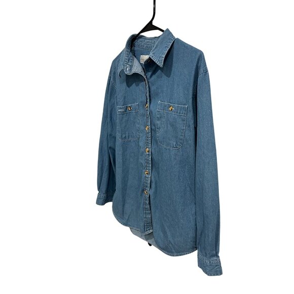 Giorgio Sant Angelo Sz M Denim Shirt Button Down Front Pockets Long Sleeve Blue - Picture 3 of 9